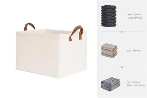 Image of DALUCI Foldable Cloth Organizer for Wardrobe - Fabric Storage Box with Metal Frame & Handles - Collapsible & Foldable Storage Box and Organiser for Clothes, Sarees, Towels - (Beige, Pack of 3)