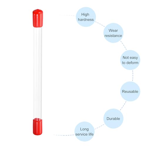Image of PATIKIL Clear Rigid Tube Round Plastic Tubing with Red Rubber Caps Polycarbonate Water Pipe, 305mm / 12 Inch Length, 10mmx11mm /0.4 inchx0.43 inch, 1 Set