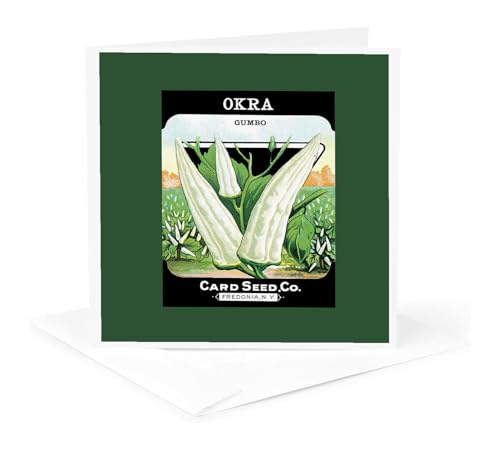 BLNV[hpPbgReproductions ? Okra Gumbo VegetableV[hpPbg ? Greeting cards-1 Greeting Card with Envelope ( GC _ 170460 _ 5 )