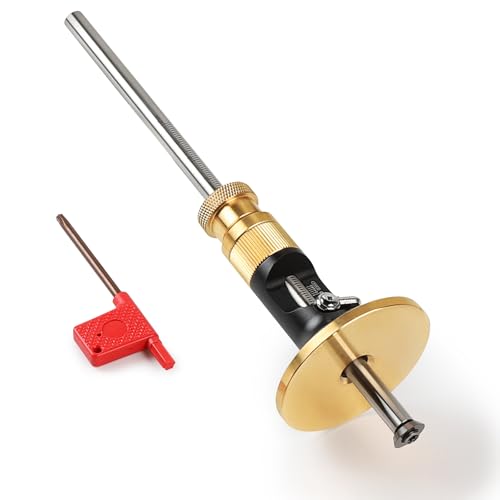 LALAGO Trusquin de Traçage avec Fonction de Micro Réglage, Marquage de Menuisiers Lecture Métrique de 12cm, Calibre de Scribe à Bois Outils à Tracer Jauge en Métal pour la Mesure de Profondeur