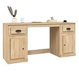 Couleur : chêne sonoma Tomostar Bureau d\'ordinateur, Table Informatique Table d’étude avec Armoire chêne Sonoma 154,5 x 50 x 75 cm Bois d\'ingénierie