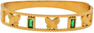 Gold Plated Thin Bracelet With Butterfly Designn For Girls - Multicolor
