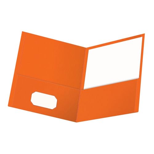 Oxford Twin-Pocket Folders, Textured Paper, Letter Size, Orange, Holds 100 Sheets, Box of 25 (57510EE), 25-Count