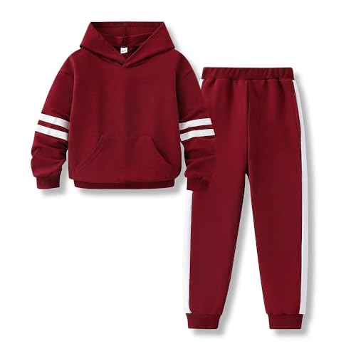 Image of 2025 Girls Sweatsuit Set Cute Hooded Sweatshirt & Jogger Pants with Pocket Casual Outfuts Set