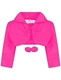 Piel sintética AEL Bolero de Piel para Niña Mangas 3/4 Bolero para Ocasiones Especiales Pompón con Cierre de Cinta Color: Cereza - Talla: 2-3 años