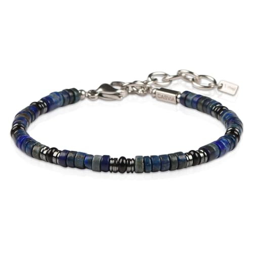 Pulsera ajustable de hematita y lapislázuli para hombre miniatura 1