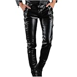 Pantalones de Moto Cuero Hombre Felpa Motocicleta de Turismo Pantalones Hombre Motociclista Pantalon Moto Hombre con Elástico Color Sólido Talla Grande al Aire Libre Pants Vintage Casual Fiesta