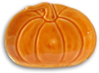 Pumpkin Tidbit Plate - Shaped Mini Ceramic Dish - 4.38 x 3.25 Inches image 3