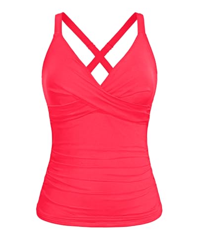 Image of Women Underwire Tankini Top Only - Twist Front V Neck Bathing Suit Swim Top Tummy Control Cross Swimsuit 2026