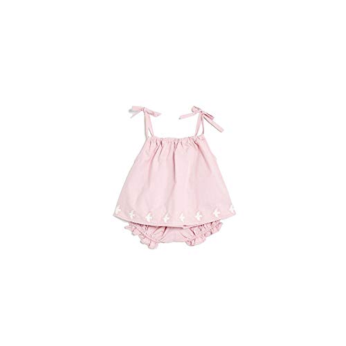 Conjunto Bb Passaros Bordado Rosa Petala - M
