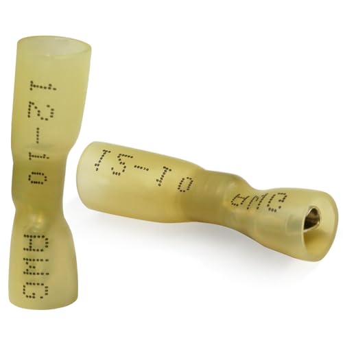 Connecteur femelle thermorétractable jaune 12-10 AWG étanche pour câblage auto