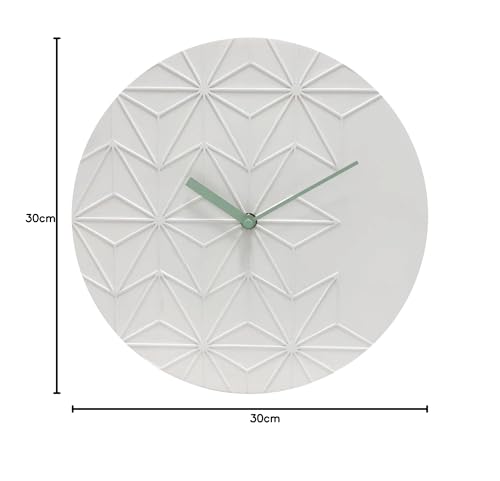 Acctim Chloe Wall Clock Quartz Geometric Resin Face Open Dial, White, 30cm - Image 2