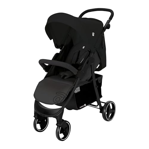 Asalvo AMÉRICA 3 Silla de Paseo, Carrito bebé, Carro para bebés, Confortable, Ultraligera, Segura, Capota con Ventana y Freno Trasero, Manejable, Plegado compacto, Carga Máxima 24 kg, Negro
