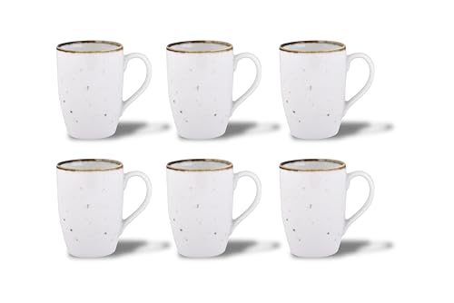 Image of Hitkari Potteries Porcelain White Sparkle Coffee Mugs Set 6 | for Morning & Evening Tea /Coffee | Home & Kitchen | Coffee Cup (SL-35)