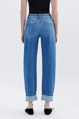 VERVET High Rise Cuff Barrel Leg Jeans T66172