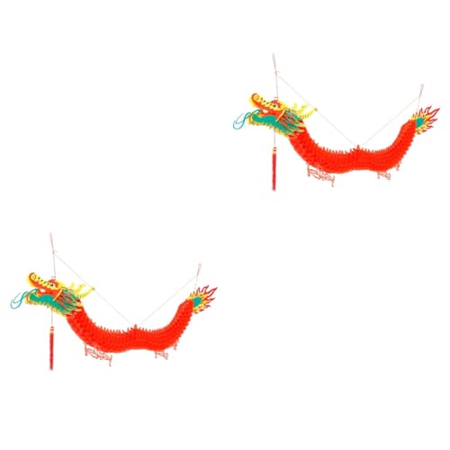 Pendentif Dragon Papier Chinois Décoration Nouvel An Chinois 2 Pièces