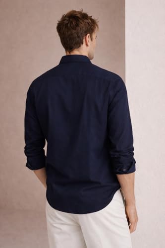 Image of Louis Philippe Men's Cotton Slim Fit Premium Textured Fabric Versatile Solid Easy Care, All Season Adapability Full Sleeve Casual Shirt