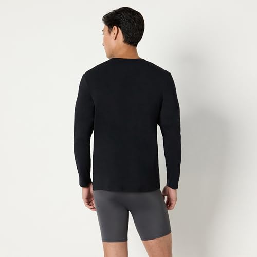 Amazon Essentials Camiseta Interior de Manga Larga, de Tela Modal, Supersuave Hombre, Pack de 2, Negro, XXL