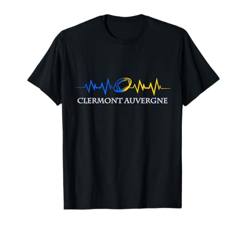 Rugby Clermont Battement De Coeur Supporter Jaune Et Bleu T-Shirt