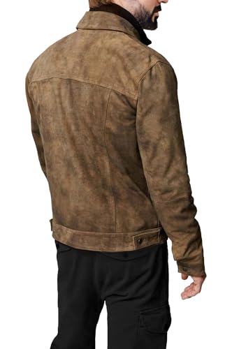 Suede Jacket for Men - Premium Suede Leather Bomber Jacket | Trucker Coat for Mens3