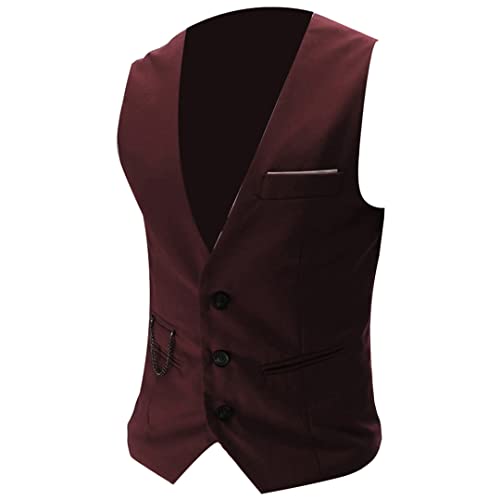 Men's Vest Solid Color V Neck Sleeveless Button Formal Vest Plus Size Suit Business Vest2