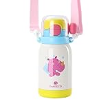 SANTECO 水筒 子供用 3WAY ストロー付き 500ml コップ飲み 真空断熱 直飲 魔法瓶 広口 316ステンレススチール スポーツドリンク対応 炭酸対応 スポーツボトル キッズ (ライノ)