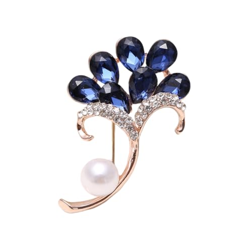 Boutonniere en cristal et perles pour femme : broche or rose élégante