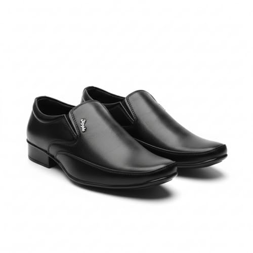 Image of Classic Men's Slip-On Formal Shoes | Synthetic Leather Upper with PU Sole | Lightweight, Cushioned | Stylish & Comfortable Footwear for Daily Use, Casual, Office & Gifts