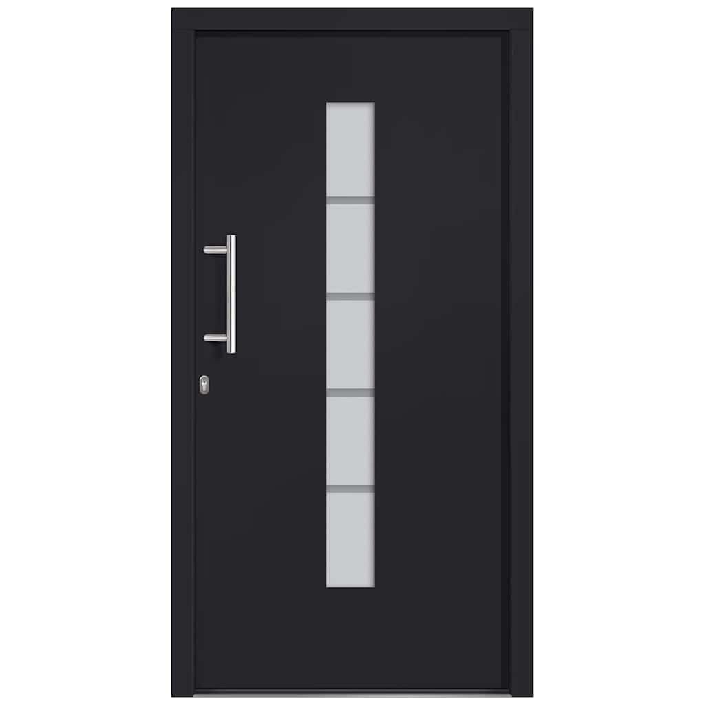 Drzwi wejściowe aluminium i PCW antracyt 110 x 210 cm
