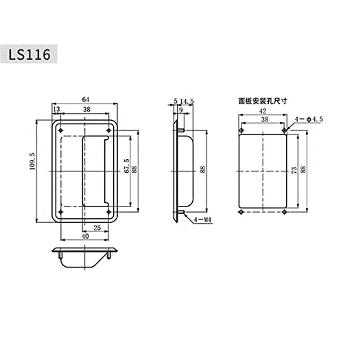 Tirador de hardware industrial rectangular de acero inoxidable para cajas de almacenamiento 3