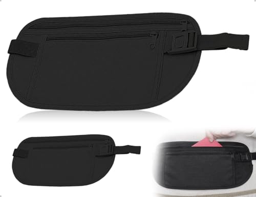 AOYEGIC Sac Banane,Petite Ceinture Porte-Monnaie,Sacs Banane étanches,Sac bandoulière Tendance,idéal pour Les Voyages,Le Camping,Le Fitness,Le Rangement d'argent,de clés et de passeports(Noir)