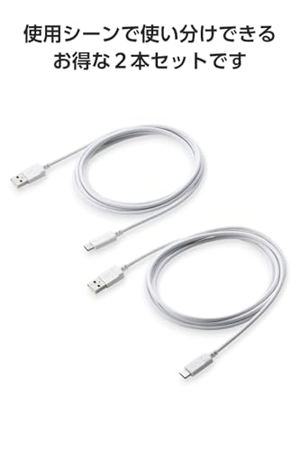 Image of Elecom MPA-ACECTW20WH USB Type C Cable, USB-C to USB-A, 6.6 ft (2 m), 15W, Compatible with MacBook /iPad /Galaxy /Android Smartphones, Tablets, Etc., White