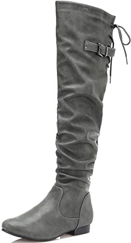 Image of DREAM PAIRS Women's Over The Knee Flats Slouch Thigh Boots | Comfortable Casual Flat Knee High Boots for Daily Walking Vacation