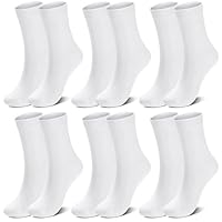 Airpal 6 Pairs Unisex Kids Socks for Boys Girls Cotton Crew Dress Socks Casual Basic (US, Age, 6 Years, 9 Years, White)