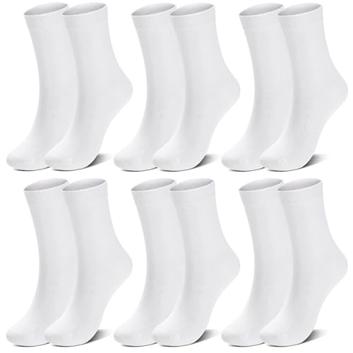 6 Pairs Unisex Kids Socks for Boys Girls Cotton Crew Dress Socks Casual Basic