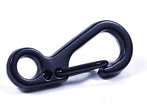 Mini Carabiner Metal Single Hole Clip - Tiny Spring Snap Hook - Paracord Size Perfect For Keychain - Black 10 Pack