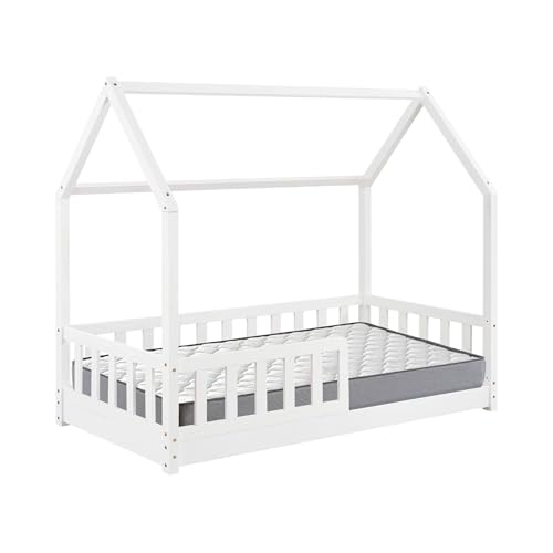 Set de Cama infantil Cabaña ''Bosco'' Blanco 90x190cm + Colchón SERENIA 90x190cm (Altura 17cm), Transpirable, Adaptable y Atérmico