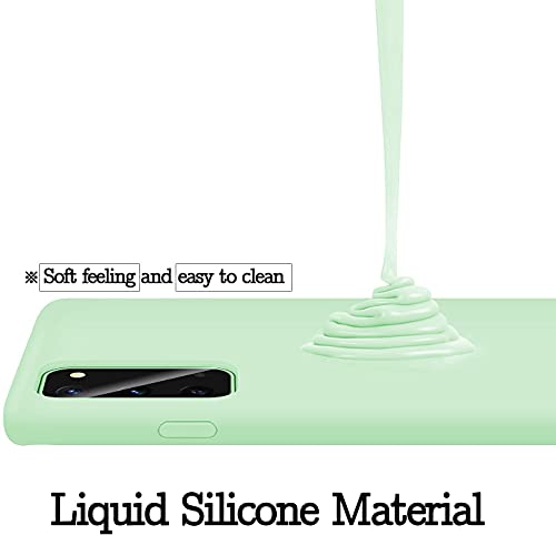 Image of DIZORO Liquid Silicone Case with Microfiber Coushioning Compatible for Samsung Galaxy S20 Shockproof Slim Back Cover, Gel Rubber Full Body Protection - Mint Green