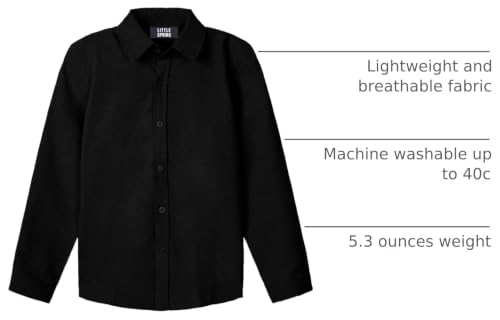 Image of LittleSpring Boys Button Down Long Sleeve Uniform Dress Shirts with Tie