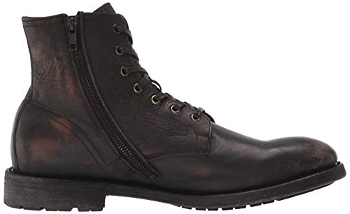 Frye Bowery Lace Up Vintage-Style 6 ¼” Leather Boots For Men Made From Pull Up Leather With Antique Brass Hardware, Goodyear Welt Construction, And Zipper Closure, Black 1-13M #TOP5