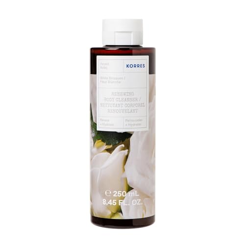 KORRES WHITE BLOSSOM Gel doccia rivitalizzante con aloe vera attiva e profumo di rose bianche e bergamotto, dermatologicamente testato, vegano, senza siliconi e parabeni, 250 ml