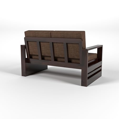 Image of Solid Sheesham Wood 2 Seater Sofa Set - Elegant Wooden Sofa for Living Room & Home Decor (Design 28)