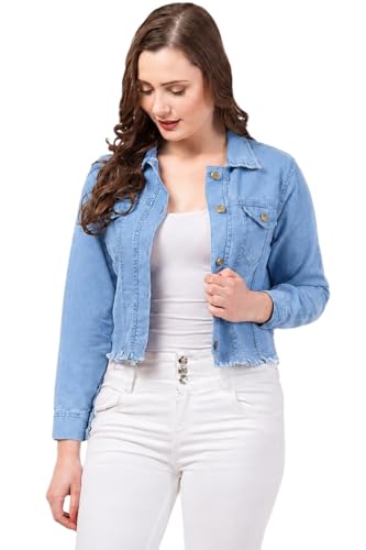 Image of FUNDAY FASHION Womens Denim Standard Length Full Sleeve Solid Jacket