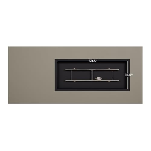 Image of Real Flame Aegean 72in Rectangle Propane or Natural Gas Fire Pit Table, 65,000 BTU, Powder-Coated Steel, Push-Button Ignition, CSA Certified, Stainless Steel Burner with Lid (Mist Gray)