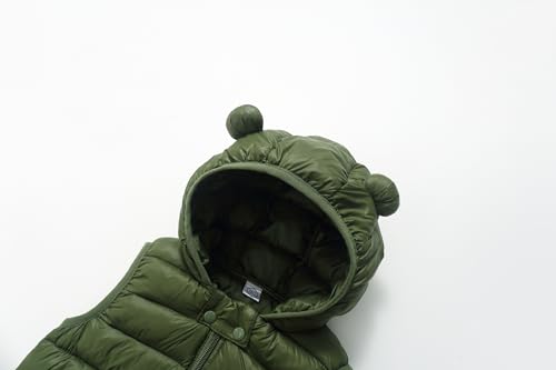 Image of AIWUHE Baby Boys Girls Hooded Puffer Vest Winter Lightweight Sleeveless Bear Ears Zipper Up Jacket Down Vest Coat Vests Kids