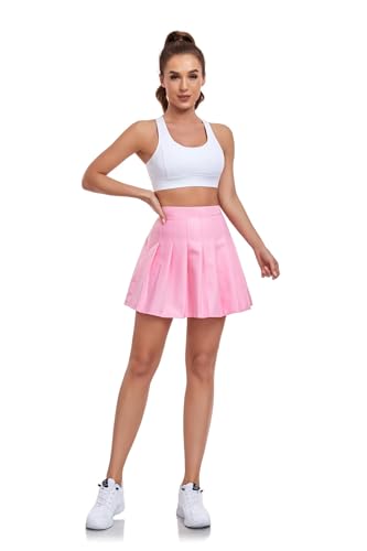 Tivifox Saias femininas plissadas de tênis femininas cintura alta saia evasê uniforme escolar shorts