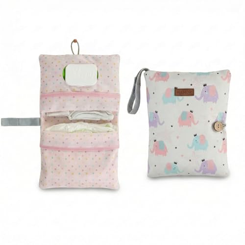 Image of HAMUR Baby Diaper Bag Organizer – Travel-Friendly, Compact & Foldable | Stroller Pouch for Newborn Essentials – Must-Have for Boys & Girls (Elephant)