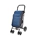 Carlett 4 Wheels | Lett430 Urban Duo | Foldable Trolley with Large, 25 kg, 36 L Shopping, 7.5 L Thermal Bag and Back Compartment, Denim Blue, 25kg