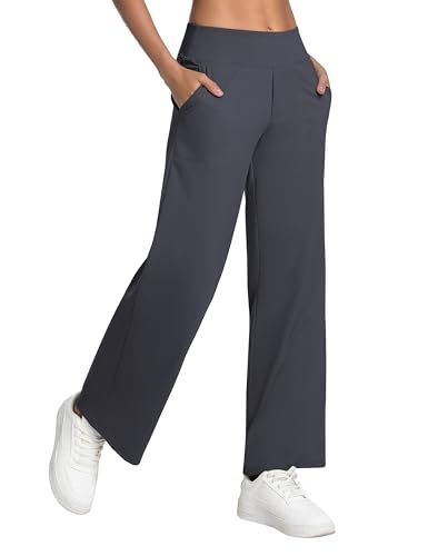 Image of BUBBLELIME Women High Waist Wide Legs Yoga Pants Loose Sweatpants Pockets | 29 inch /31 inch /33 inch /35 inch /37 inchInseam,2 Styles / Dress /Basic,Lounge,Comfy,Stretch Casual Work