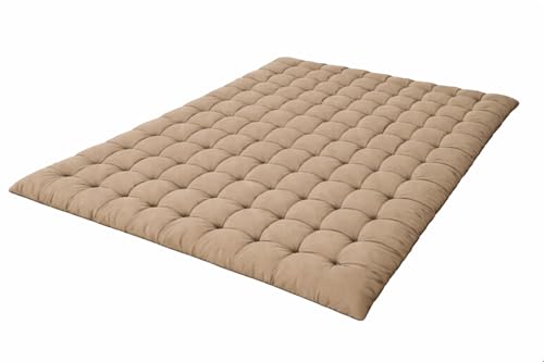 Image of ATOOTFUSION Soft Cotton Quilt | Foldable Light Weight Filled Single Firm Cotton Quilt Mattress| Gadda (Solid Coloured, Sleeping Capacity, 6 x 6 ft or 72 x 72 Inches) Double Bed (Beige)